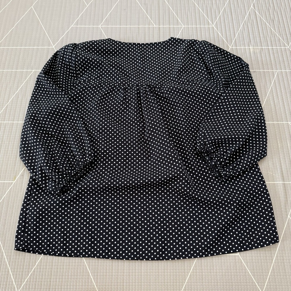 Savanna Jane Black White Polka Dot Embroidered Floral Bohemian Casual Tops L‎ - Picture 3 of 8